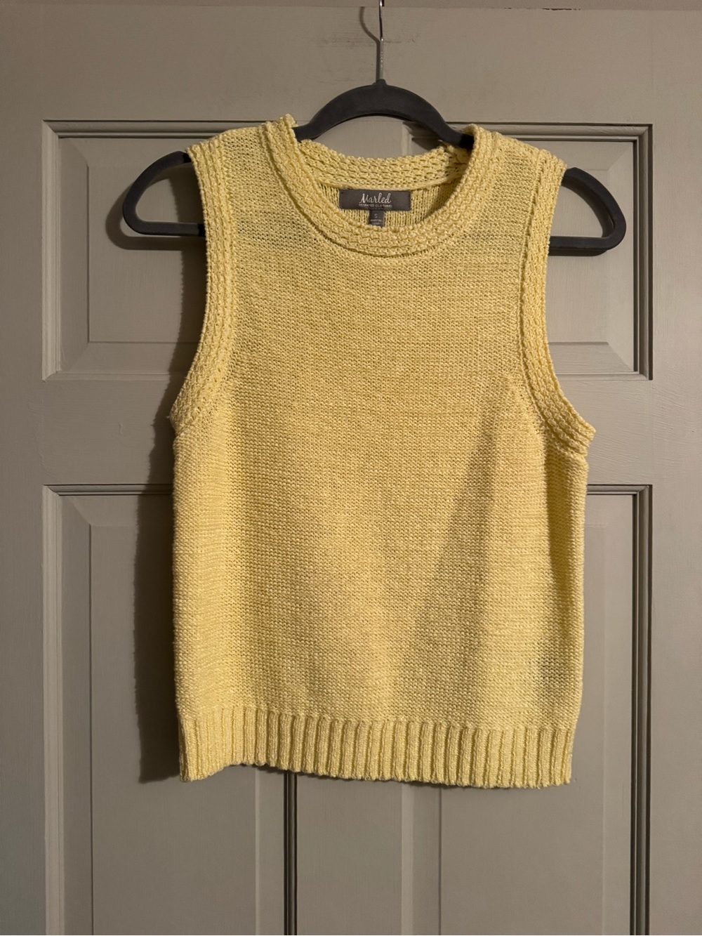 Marled Yellow Sleeveless Crewneck Knit Shell